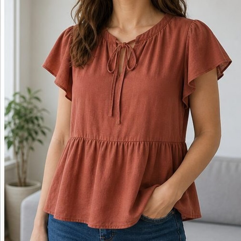 Rust Smocked Top - Picture 2 of 6